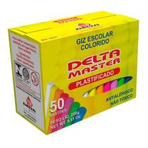 Giz Escolar Plastificado Antialérgico Delta Color 50 Un.