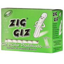 Giz Escolar Plastificado Branco Zig Giz 50 Unidades