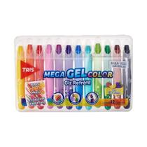 Giz Gel Retrátil Tris Mega Color Perfumado 12 Cores Giz Gel Retrátil Tris Mega Color Perfumado 12 Cores