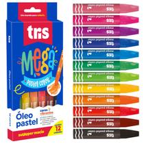 Giz mega óleo pastel color - 12 cores vibrantes macio - tris