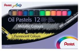 Giz Pastel Oleoso 12 Cores Metálicas e Fluorescentes PENTEL