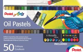 Giz Pastel Oleoso 50 Cores Com Metalica Fluorescente Pentel