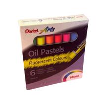 Giz Pastel Oleoso 6 Cores Fluorescentes Pentel