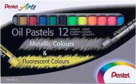 Giz Pastel Oleoso com 12 Cores Metalicas Pentel Phn-mf12