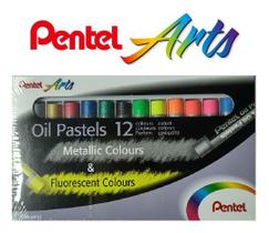 Giz Pastel Oleoso Neon+Metal Pentel Arts 12 Cores !! NOVO
