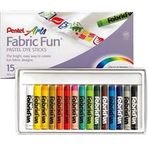 Giz Pastel Pintura Tecido Pentel 15 Cores Fabric Fun Desenha