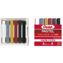 Giz pastel seco - estojo com 6 cores básicas - pentel