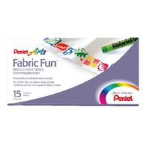 Giz Pastel Seco Fabric Fun C/ 15 Cores Para Tecido - Pentel