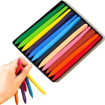 Giz Plástico Lápis de Cor Giz Escolar 12 Cores Colorir Giz de Cera Material Escolar Não Quebra