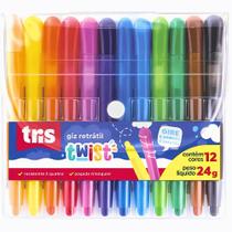 Giz Plástico Retrátil Twist c/ 12 Cores - Tris