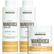 Glatten Mandioca e Água de Coco - Kit Hidratação e Crescimento Trio (3 Produtos)