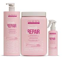 Glatten Smooth & Repair Shampoo 1 L e Máscara 1 KG e Leave-in