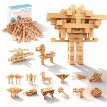 GLCforever Conjunto de Blocos de Montar de Madeira STEM 15 em 1 GLCforever Conjunto de Blocos de Montar de Madeira STEM 15 em 1