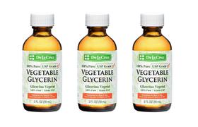 Glicerina Vegetal De La Cruz, Glicerina Líquida 100% Pura Grau USP para Cabelo, Pele e Projetos DIY, Frasco de Vidro, 60 ml (3 Frascos)