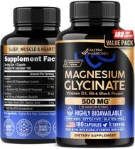 Glicinato de magnésio 500 mg Nutraharmony 180 cápsulas EUA