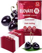 Glicose em pó Elovate 15 pacotes de 15 g de ação rápida Black Cherry