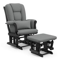Glider and Ottoman Storkcraft Tuscany personalizados com travesseiro preto/cinza Glider and Ottoman Storkcraft Tuscany personalizados com travesseiro preto/cinza