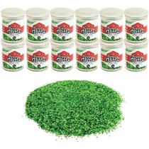 Glíter PVC Verde Bandeira 3G - Pacote com 12 Potes