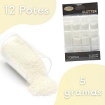 Glitter Branco - Purpurina Para Artesanato - Kit C/ 12 Potes - Nybc