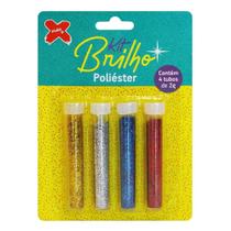 Glitter Brilho Escolar Poliéster Pote 2g Neon/Metálico Blister c/ 4 Cores Make+ Purpurina Brilho em Pó Unhas Glitter Brilho Escolar Poliéster Pote 2g Neon/Metálico Blister c/ 4 Cores Make+ Purpurina Brilho em Pó Unhas