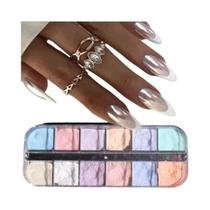 Glitter Colorido Para Unhas Com Efeito Espelho, Pó De Pérola De Sereia, Pigmento Cromado, 12 Grades Glitter Colorido Para Unhas Com Efeito Espelho, Pó De Pérola De Sereia, Pigmento Cromado, 12 Grades