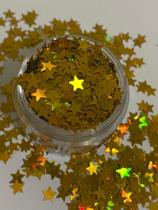 Glitter Estrelas Dourado Holográfico - MAKEA