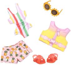 Glitter Girls de Battat Bright as The Sun! 14" Deluxe Swimsuit Doll Outfit Brinquedos, Roupas e Acessórios para Meninas de 3 anos e up, marrom