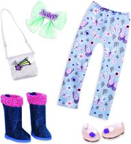 Glitter Girls Dolls by Battat 14 polegadas Doll Clothes and Accessories Butterfly Leggings, Glitter Shoes, Boots, Hair Bow e Purse Fashion Pack Pompoms &amp Stars Brinquedos para Crianças de 3 anos e up (Azul