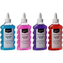 Glitter Glue Amazon Basics, lavável com líquido, 177 ml, 4 unidades