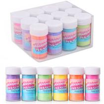 Glitter Neon 12 Tubos Purpurina Carnaval com 6 Cores para Rosto e Cabelo