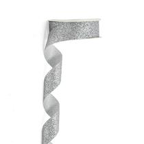 Glitter Ribbon Meseey Silver 25 jardas (2,5 cm) para artesanato
