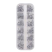 Glitter Strass Unhas 1,5mm Redondo 3000u 12 Cores Prata