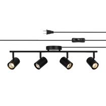 GLOBE 64000119 Iluminação de trilhos plug-in de 4 luzes em preto fosco
