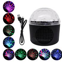 Globo Bola Mágica Luz Rgb Alto Falante Bluetooth Usb Efeito De Luz Com Variações Preto XL911