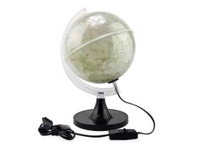 Globo Da Lua Lunar 21CM Com Led Branco Base Preta Libreria Bivolt Principais Crateras Lagos e Montes Da Lua