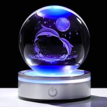 Globo de neve Movdyka 3D Crystal Ball Dolphin, decoração de 8 cm