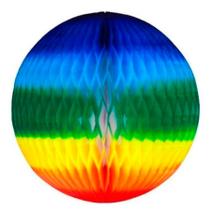 Globo de Papel Colmeia Arco Íris 48cm - 1 unidade - Rizzo Globo de Papel Colmeia Arco Íris 48cm - 1 unidade - Rizzo