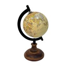 Globo Decorativo Bege c/ Base de Madeira - 21,5cm
