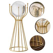 Globo Decorativo em Vidro 28cm com Base de Ferro Dourada Ideal para Decoracao de Sala Escritorio e Home Office