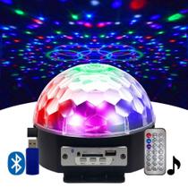 Globo Mágico Luz de Balada RGB Giratório Musical Bluetooth - Cladu
