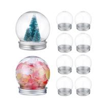 Globo plástico claro com parafuso fora tampões, Globo pequeno da neve, Bolas dos doces, 10 PCes