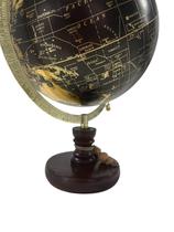Globo Preto Com Dourado 30X20Cm Base Em Madeira - Preto