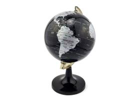 Globo Terrestre 14cm Giratório Mapa Mundi em Português Escolar Base Preta Removível