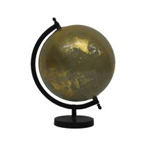 Globo Terrestre Decorativo em Metal e Mármore Dourado e Preto 30cm SRY0003 BTC