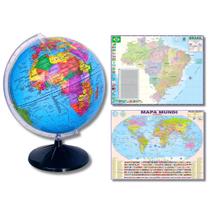 Globo Terrestre Decorativo + Mapa do Brasil e Mapa Mundi Gigantes