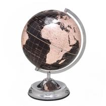 Globo Terrestre Decorativo Preto e Cromado com Luz 38cm 110V - PARIS LUZ