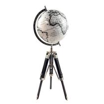 Globo Terrestre Decorativo Tripé Preto E Branco 58Cm