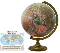 Globo Terrestre Físico e Histórico 30 cm - Acompanha Mapa Mundi