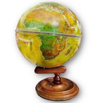 Globo Terrestre Físico Histórico Giratório Base de Madeira - Escolar - Decoração Globo Terrestre Físico Histórico Giratório Base de Madeira - Escolar - Decoração