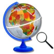 Globo Terrestre Físico Político Com Luz LED 30cm + Lupa de Mão Globo Terrestre Físico Político Com Luz LED 30cm + Lupa de Mão